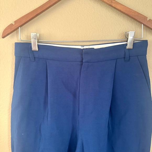 ZARA High Rise Pleated Wide Leg Trouser Pants Blue Size Small - Picture 3 of 7